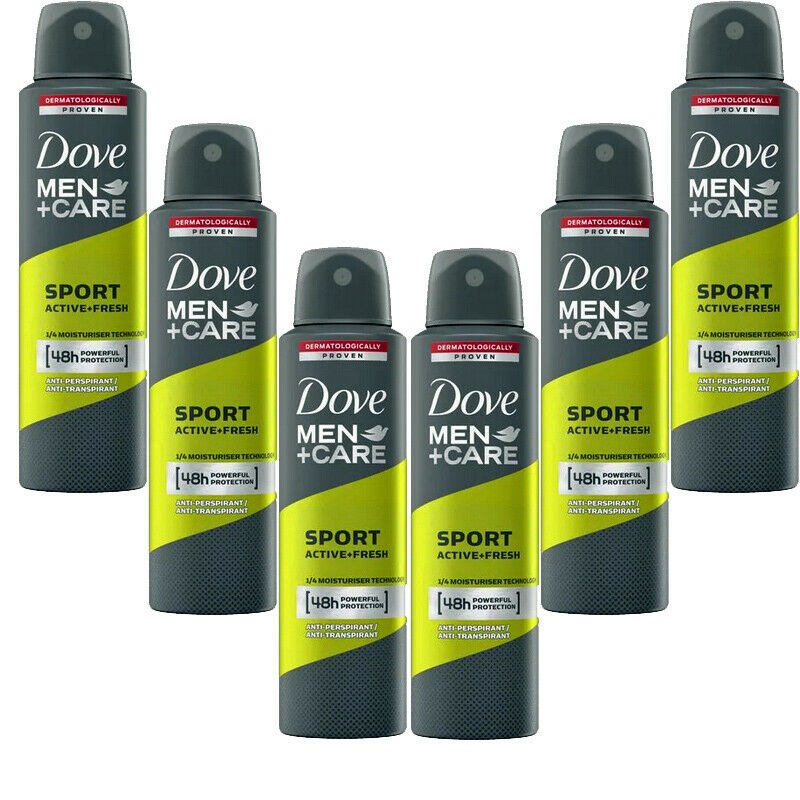 Dove Men + Care Sport Active Fresh Antiperspirant Deo Spray 250ml - Pack of 6