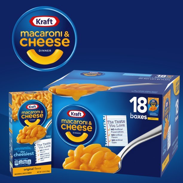 Kraft Original Macaroni and Cheese Dinner 7.25oz Each - 18 Count