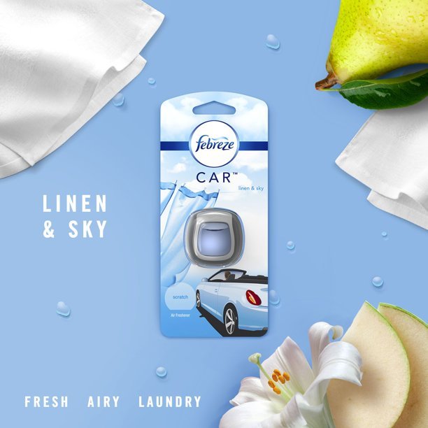 Febreze Car Odor-Eliminating Air Freshener, Linen & Sky - Pack of 2