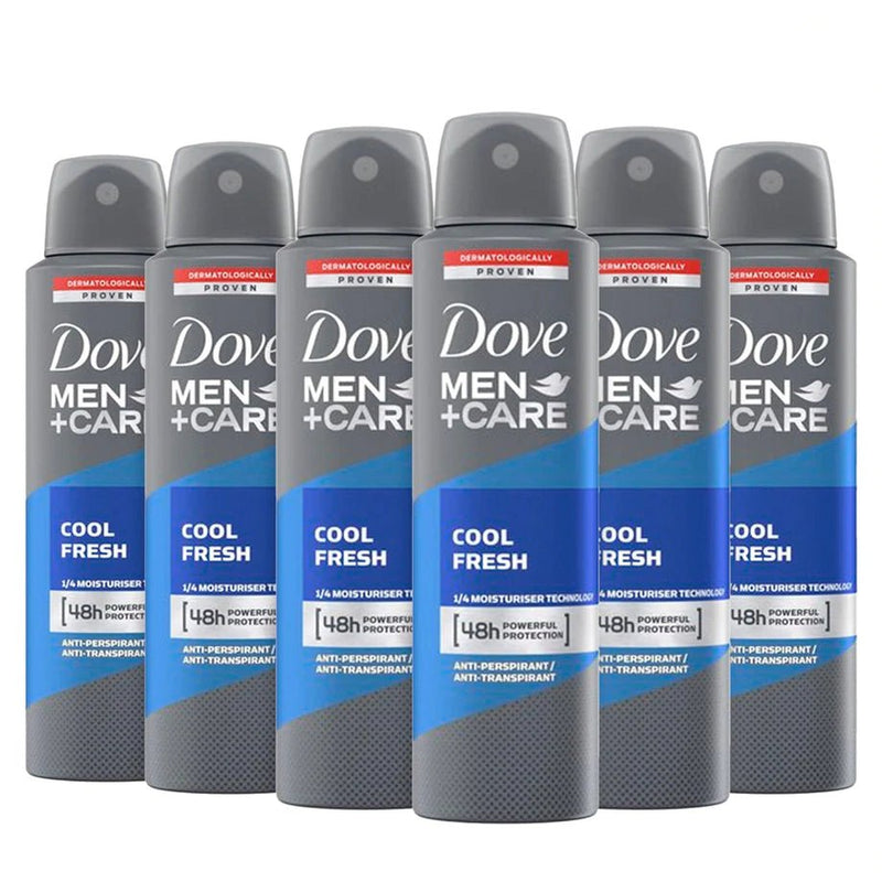 Dove Men+Care Cool Fresh 48 HR Antiperspirant Spray for Men 150ml - Pack of 6