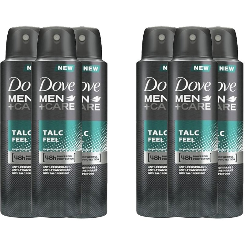 Dove Men + Care Talc Feel 48 Hour Protection Deodorant Spray 150ml (6 Pack)