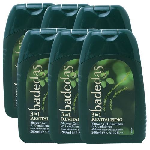 Badedas Revitalising Shower Gel, Shampoo & Conditioner 200ml (PACK OF 6)