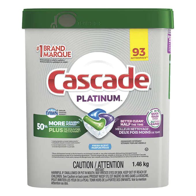 Cascade Platinum Dishwasher Detergent, 93 Tabs