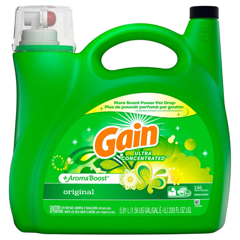 Ultra Concentrated & Aroma Boosted New Gain Original Liquid Laundry Detergent 5.91 L / 200 Fl. Oz - 146 Loads (2X Ultra Concentrated)