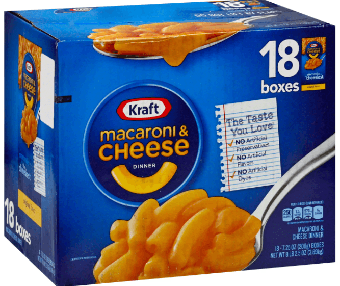 Kraft Original Macaroni and Cheese Dinner 7.25oz Each - 18 Count