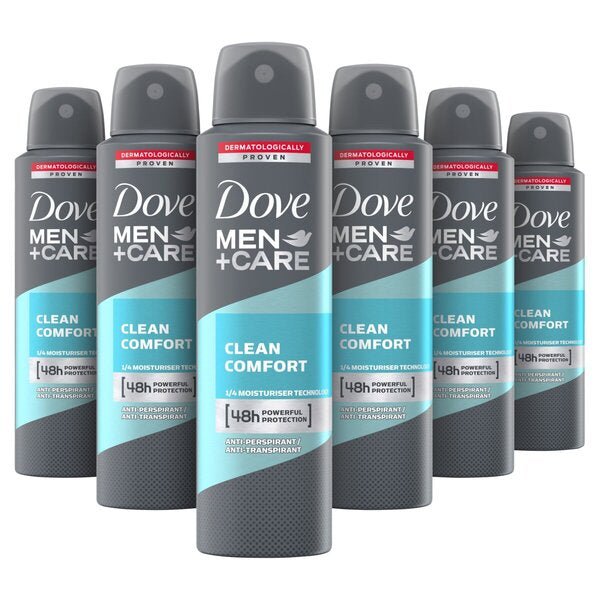 Dove Men+Care Clean Comfort Spray Deodorant 250ml - Pack 6