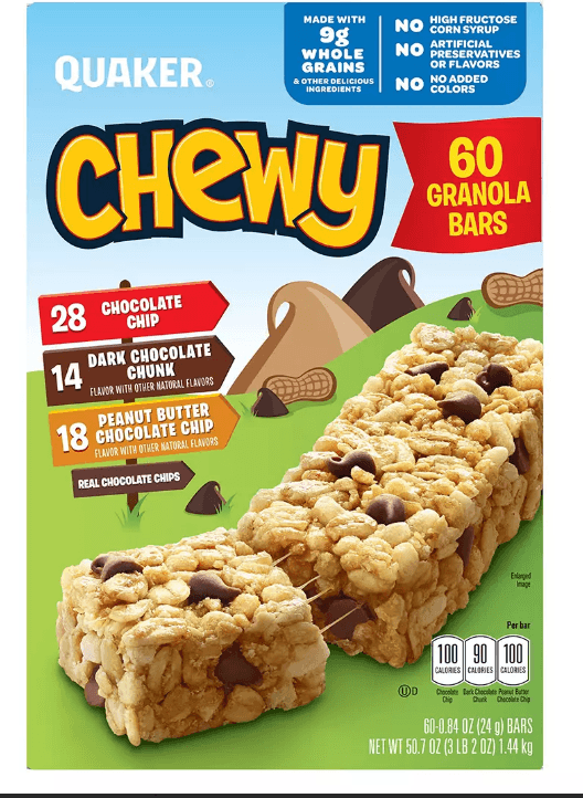 Quaker Chewy Granola Bars Variety Pack, 60 ct.