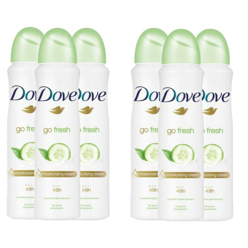 Dove Antiperspirant 48 Hours Body Spray, Go Fresh Cucumber & Green Tea Deodorant, 6 Packs  200ml